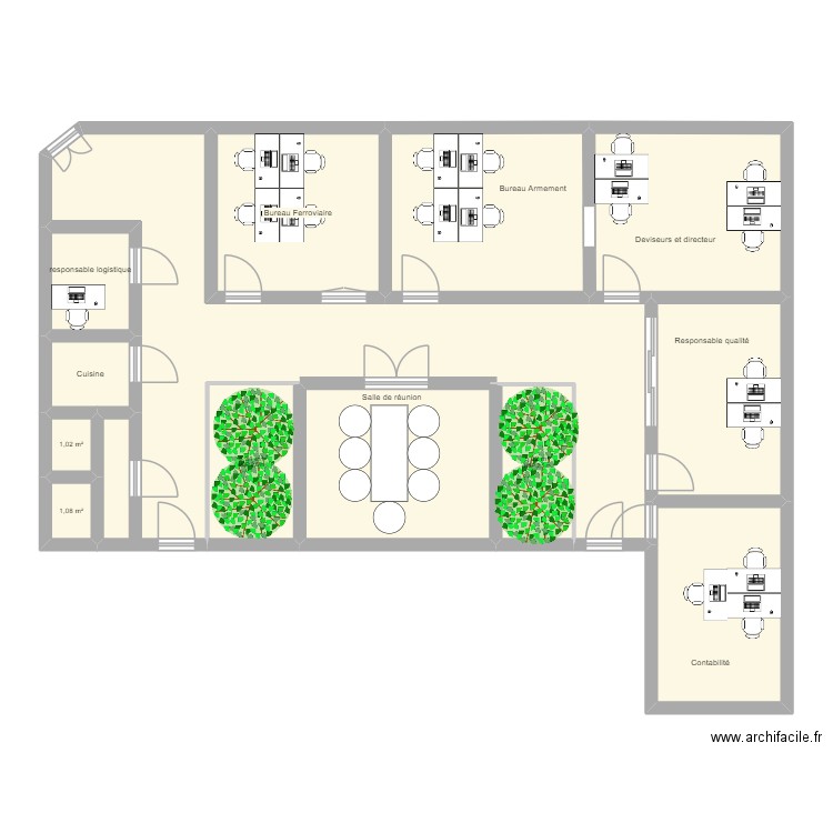 Bureau AMG. Plan de 12 pièces et 136 m2