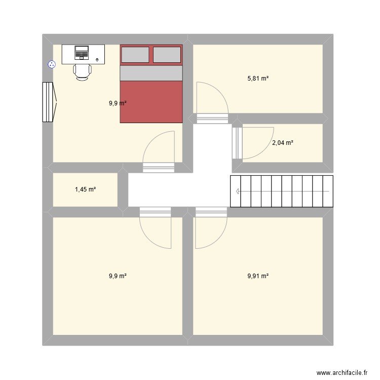 anse. Plan de 6 pièces et 39 m2