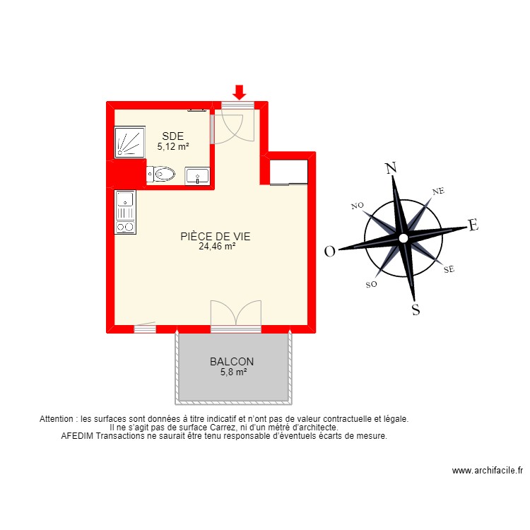 BI 18621 - . Plan de 4 pièces et 36 m2