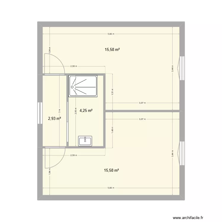 extension. Plan de 4  et 38 m²