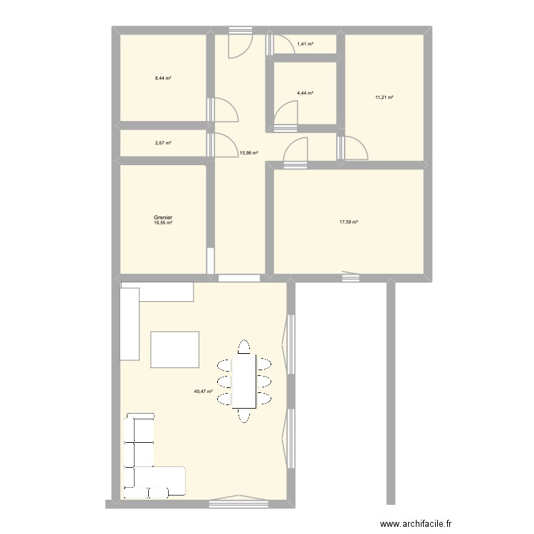 Plan B. Plan de 9 pièces et 113 m2
