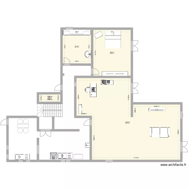 VILLA FAMILLE. Plan de 4  et 165 m²