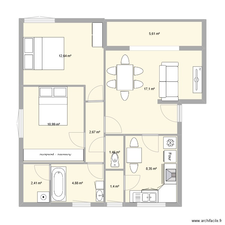 Appt T3 Manosque. Plan de 10 pièces et 68 m2