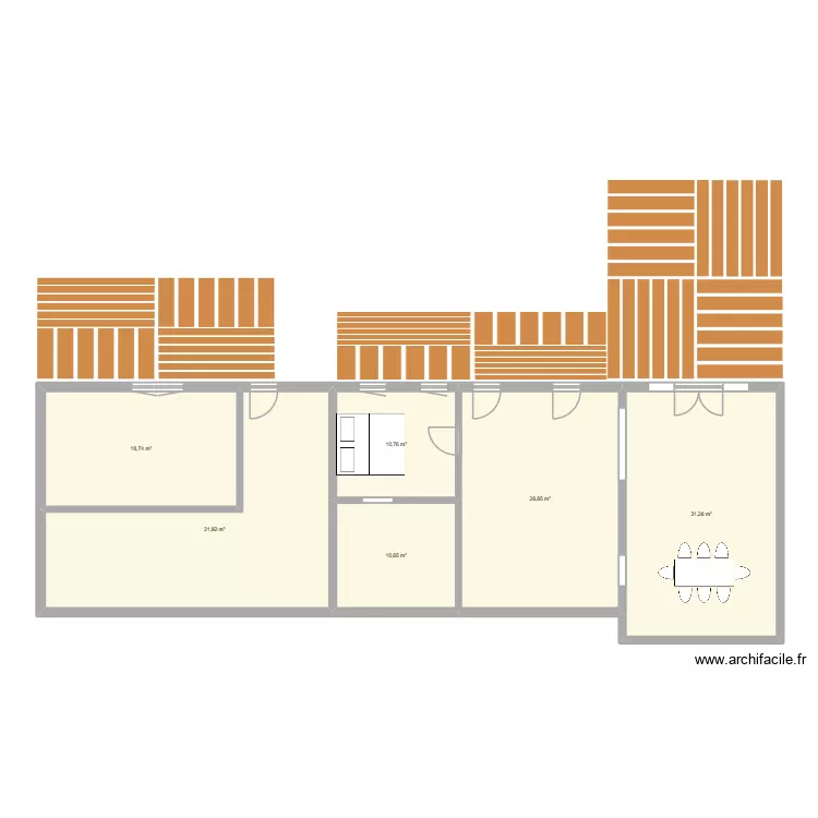 Maison sud. Plan de 6  et 132 m²
