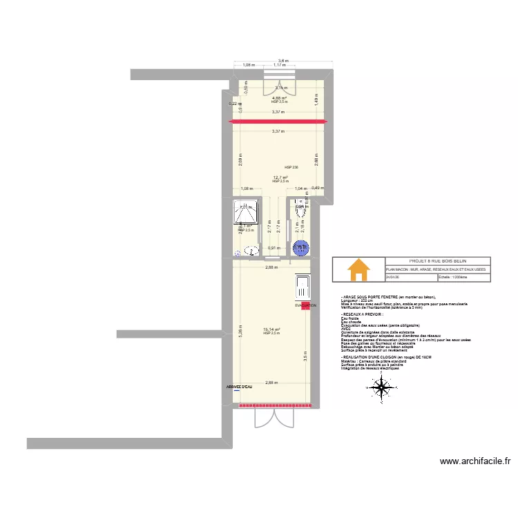 etat des lieux garage 7. Plan de 4  et 35 m²