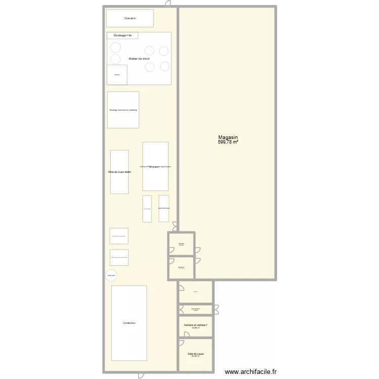 Atelier magasin. Plan de 8  et 1311 m²