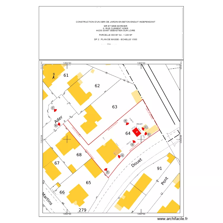 DP 2 BORDIER ABRI DE JARDIN. Plan de 