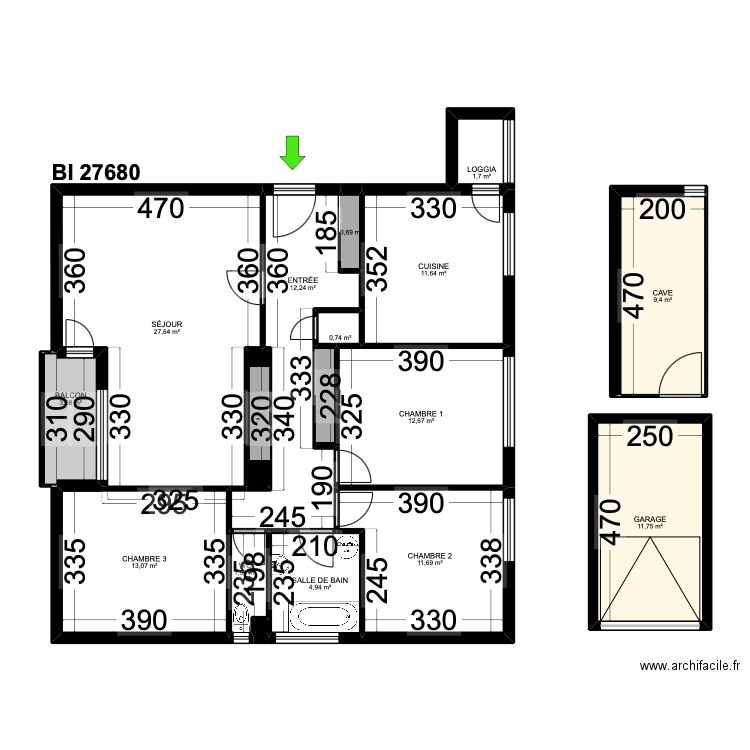 BI 27680. Plan de 17 pièces et 126 m2