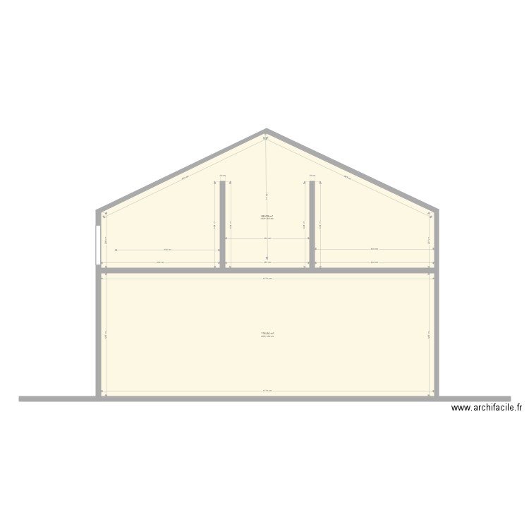 Manège du chalet à Gobet Jhoner. Plan de 2 pièces et 205 m2