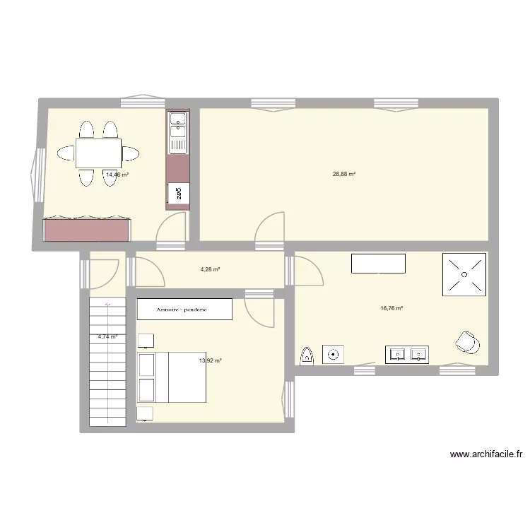 CARNOT 2. Plan de 6  et 83 m²