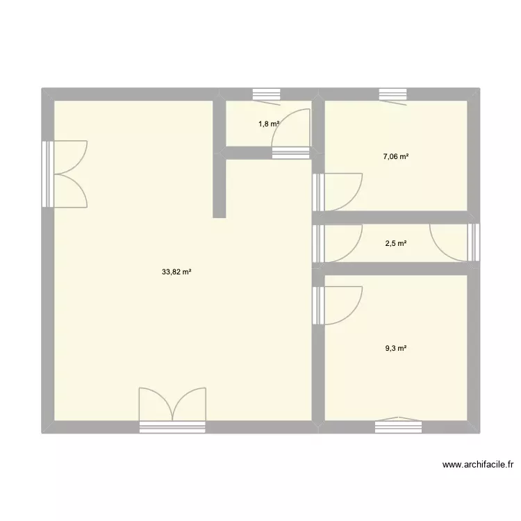 Petite Maison. Plan de 5 Pièces et 54 m²