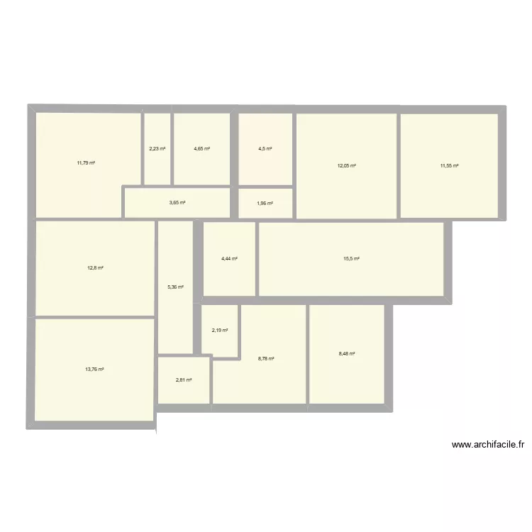 Plan Interieur 06/09 FINI SANS OUVERTURE. Plan de 17 Pièces et 127 m²
