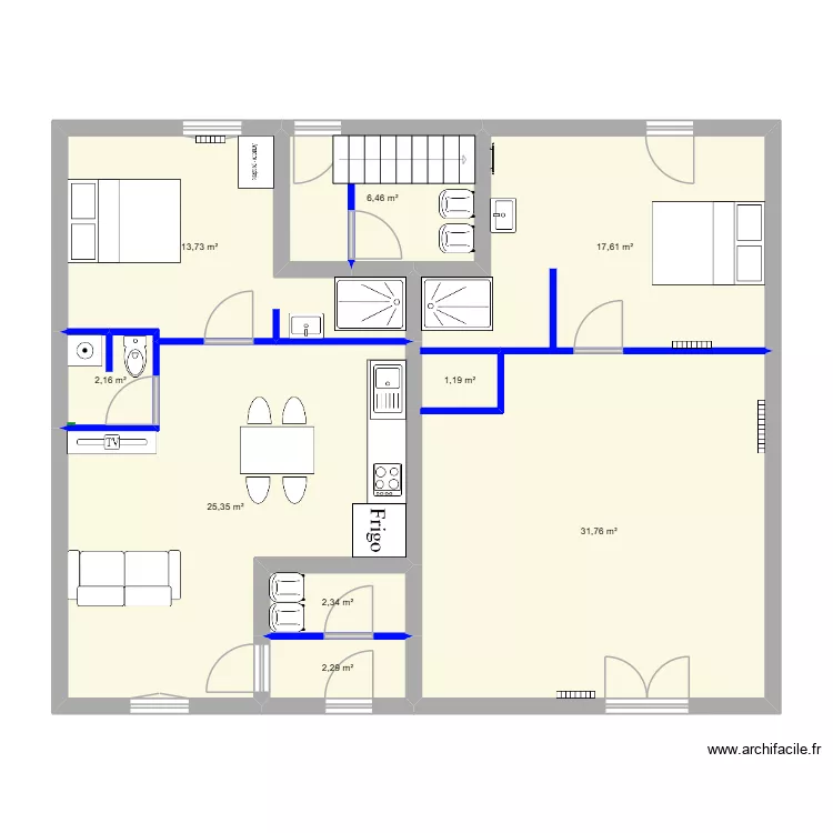 RDC LUS3. Plan de 9  et 103 m²
