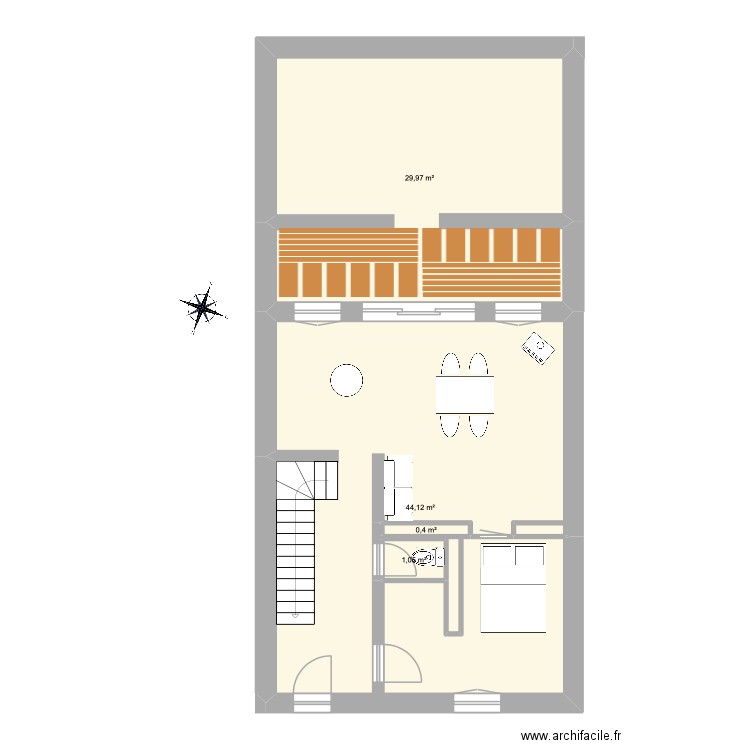 Plan Valmy chiotte couloir. Plan de 4 pièces et 78 m2