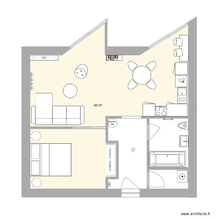 laurence. Plan de 1 pièce et 40 m2