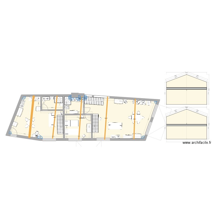 Murs Garage + étage Projet esc int + mezzanine. Plan de 5 pièces et 307 m2