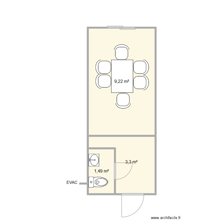 EIFFAGE CHANTIER LYON. Plan de 3 pièces et 14 m2