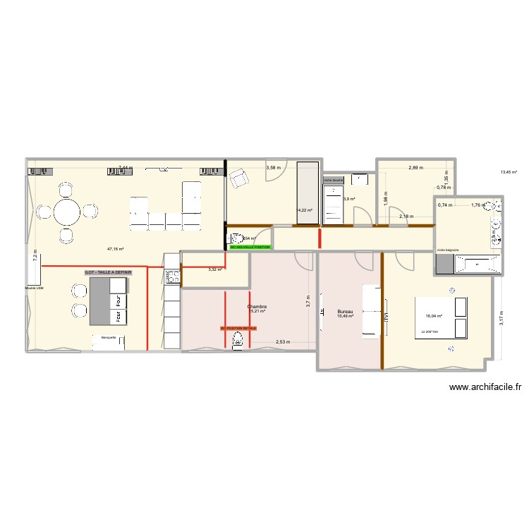 Version mesures dressing. Plan de 0 pièce et 0 m2