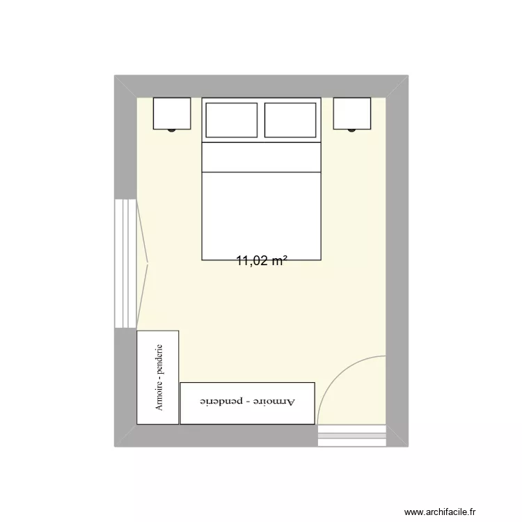 Chambre. Plan de 1  et 11 m²