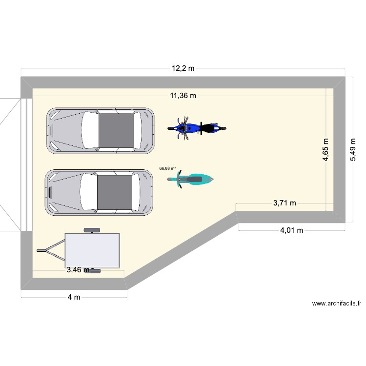 Garage test. Plan de 1 pièce et 67 m2