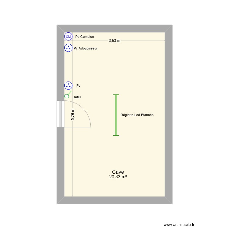 Plan Cave. Plan de 1 pièce et 20 m2