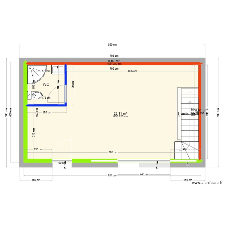 fiesta cloison. Plan de 8 pièces et 88 m2