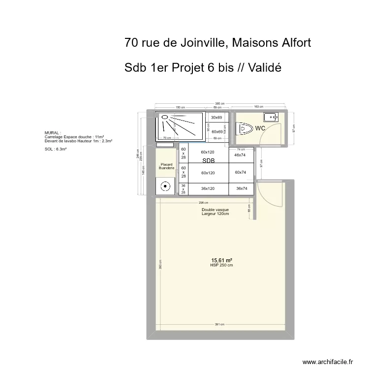 70 Joinville SDB Calpinage sol 1er V2. Plan de 