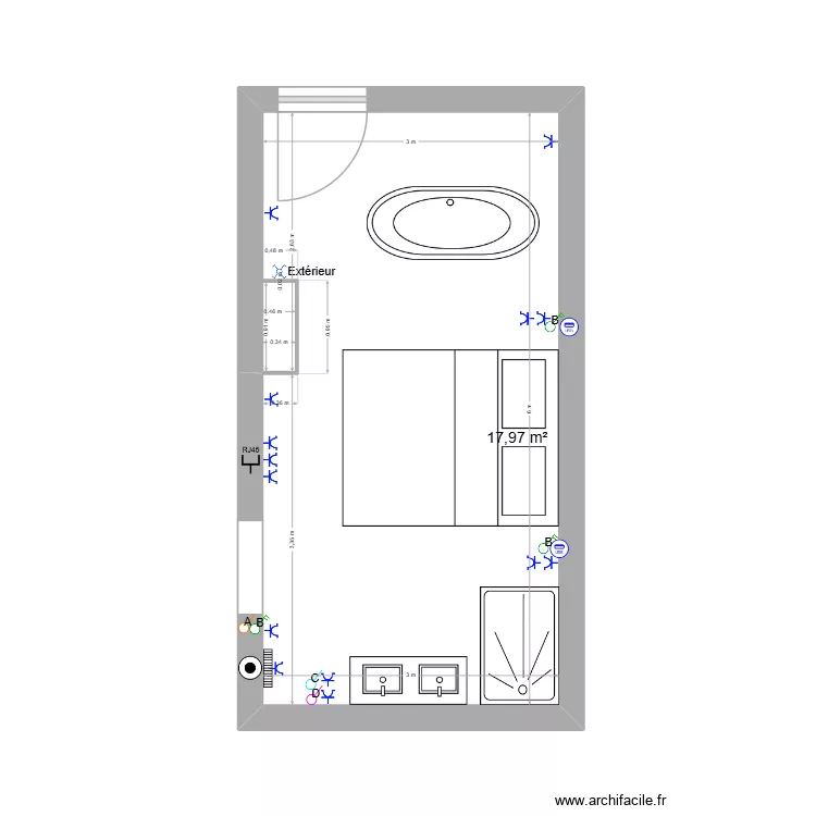 Chambre electricite. Plan de 1 pièce et 18 m² Chambre electricite. Plan de 1 pièce et 18 m²