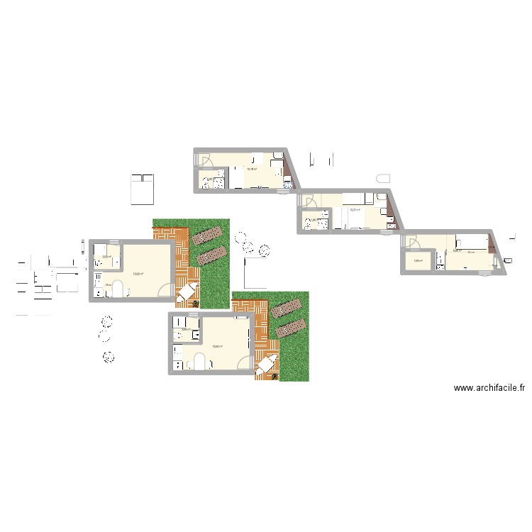 studios Sellette + Gomel. Plan de 10 pièces et 67 m2