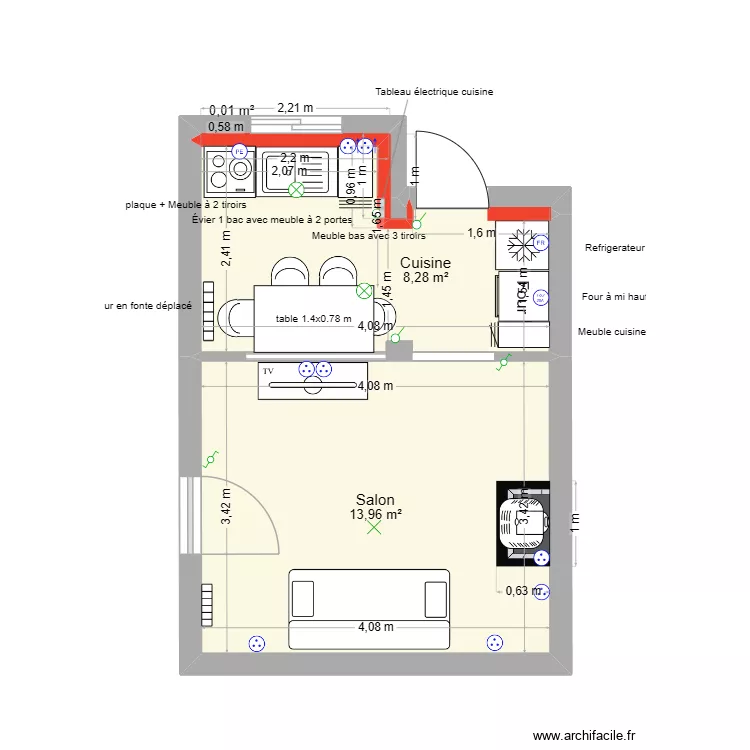 POUDIN. Plan de 3  et 22 m²