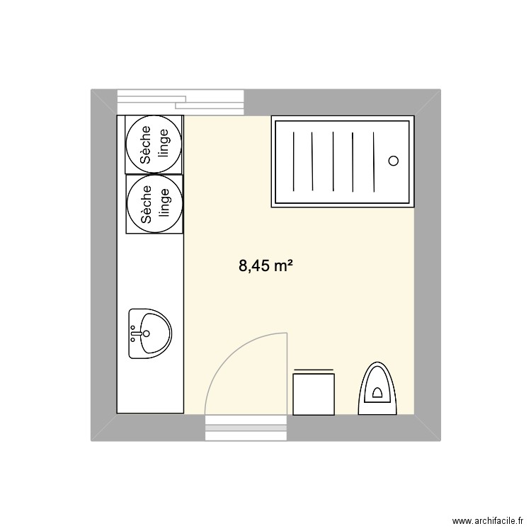 salle de bain 1. Plan de 1 pièce et 8 m2