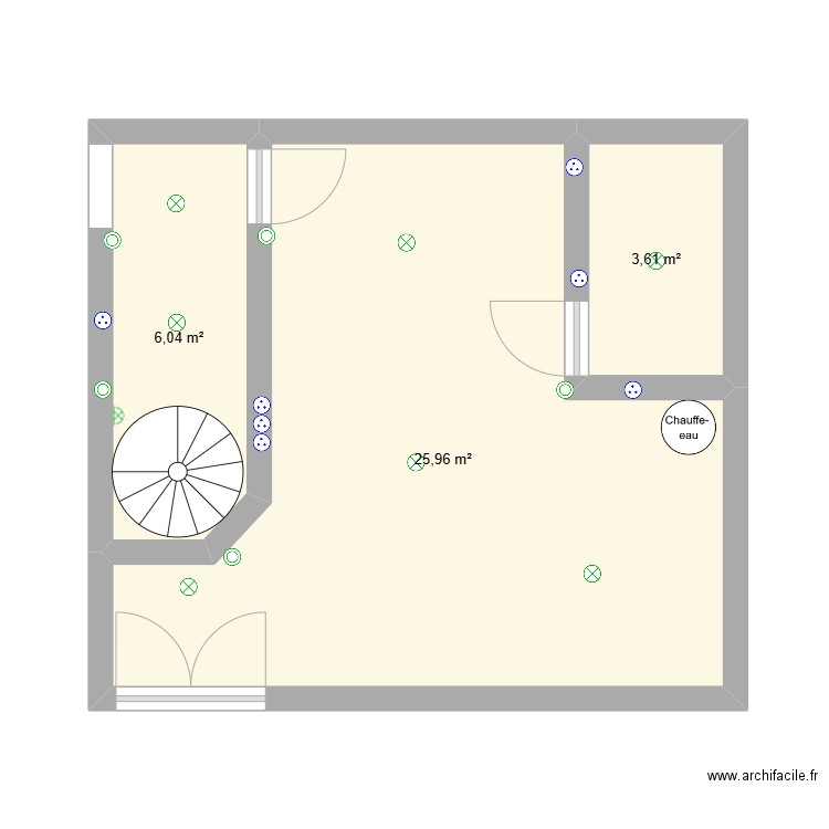 GRANGE ELEC RDC. Plan de 3 pièces et 36 m2