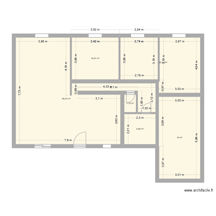 maison st aignan. Plan de 6 pièces et 105 m2