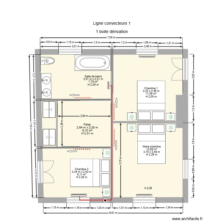 Ligne convecteurs 1. Plan de 0 pièce et 0 m2