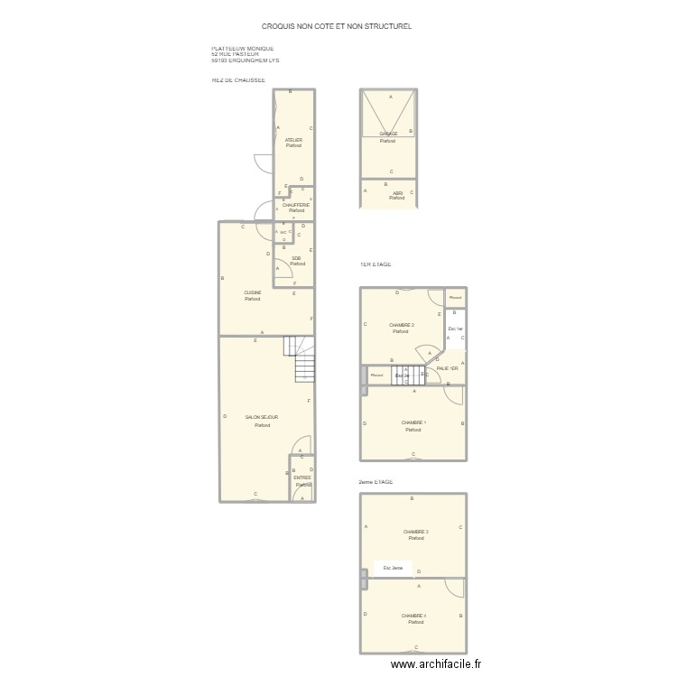 PLATTEEUW ERQUINGHEM PB. Plan de 23 pièces et 131 m2