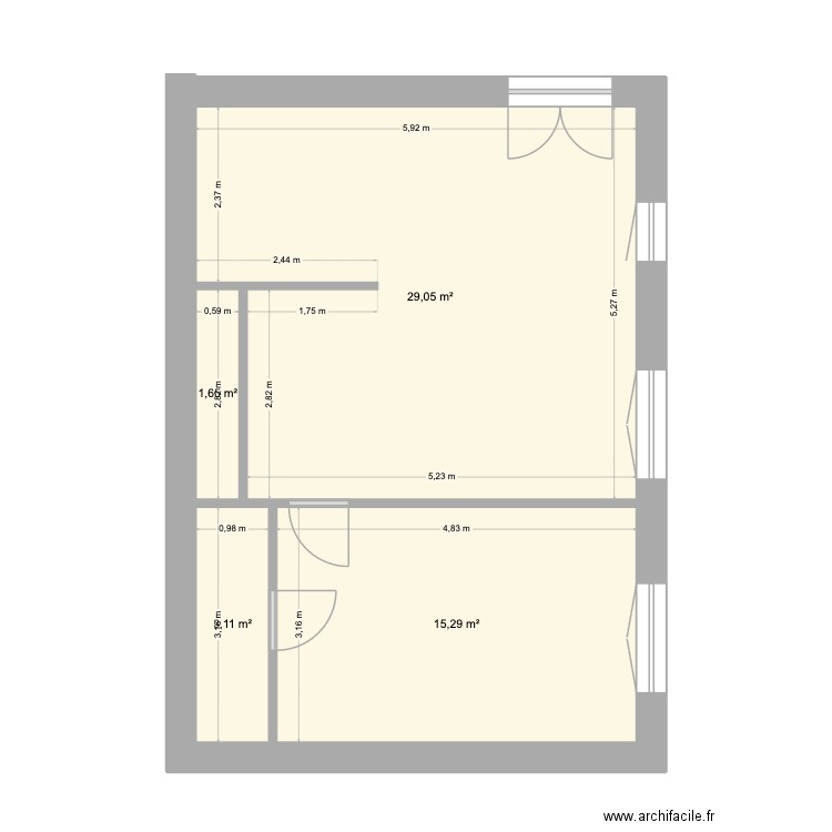 Renière. Plan de 4 pièces et 49 m2