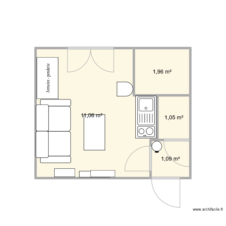 Appart Paris. Plan de 4 pièces et 15 m2