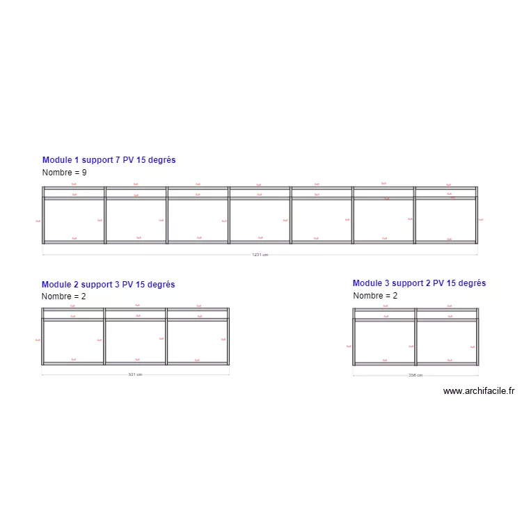 Modules support alu Fort Sainte-Marine. Plan de 