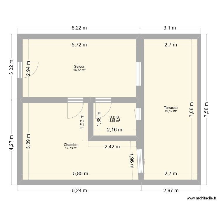 Appartement 32. Plan de 4 pièces et 57 m2
