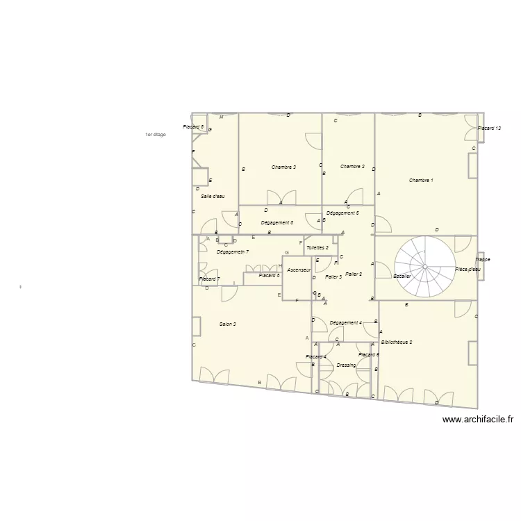Croquis huissier &eacute;tage. Plan de 