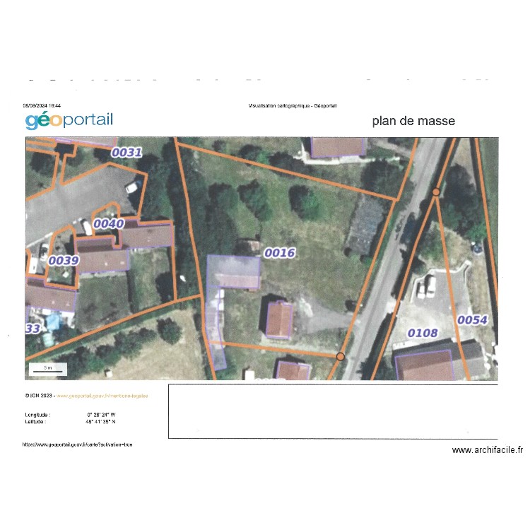 plan de masse cadastral. Plan de 0 pièce et 0 m2