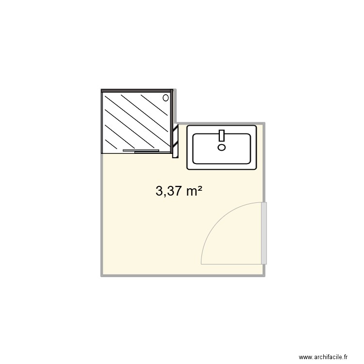 salle de douche 2. Plan de 1 pièce et 3 m2