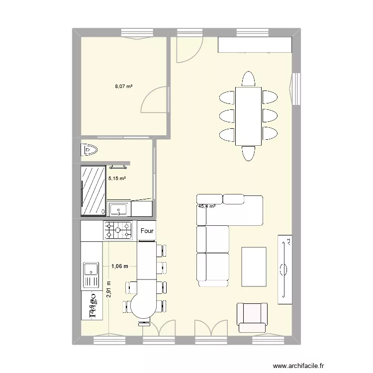 3&egrave;me duplex. Plan de 3  et 59 m²