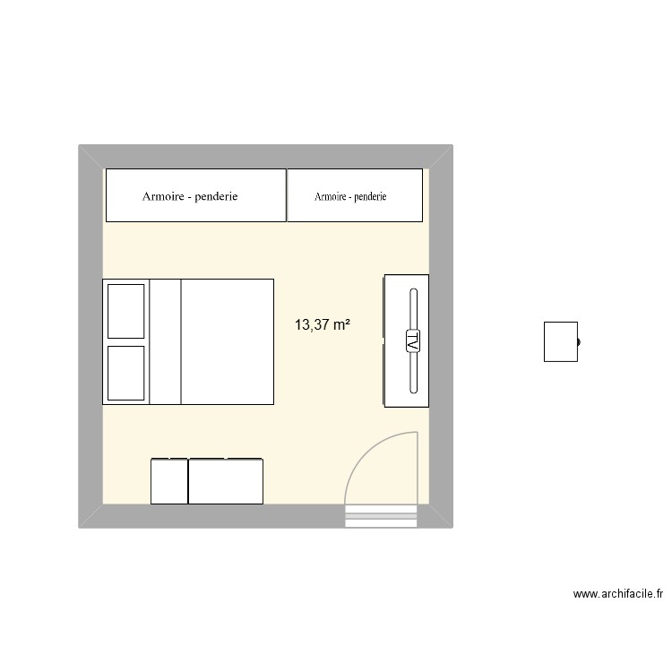 CHAMBRE ELLIA. Plan de 1 pièce et 13 m2