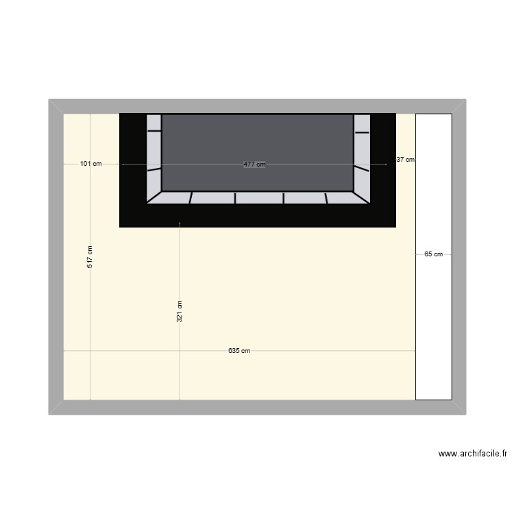 Turquay. Plan de 1 pièce et 36 m2