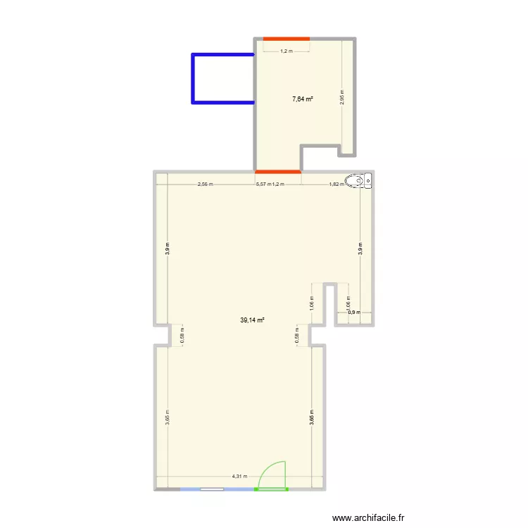 lolivo2. Plan de 2  et 47 m²