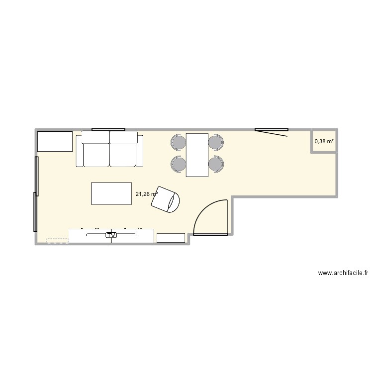 Plan appart. Plan de 2 pièces et 22 m2