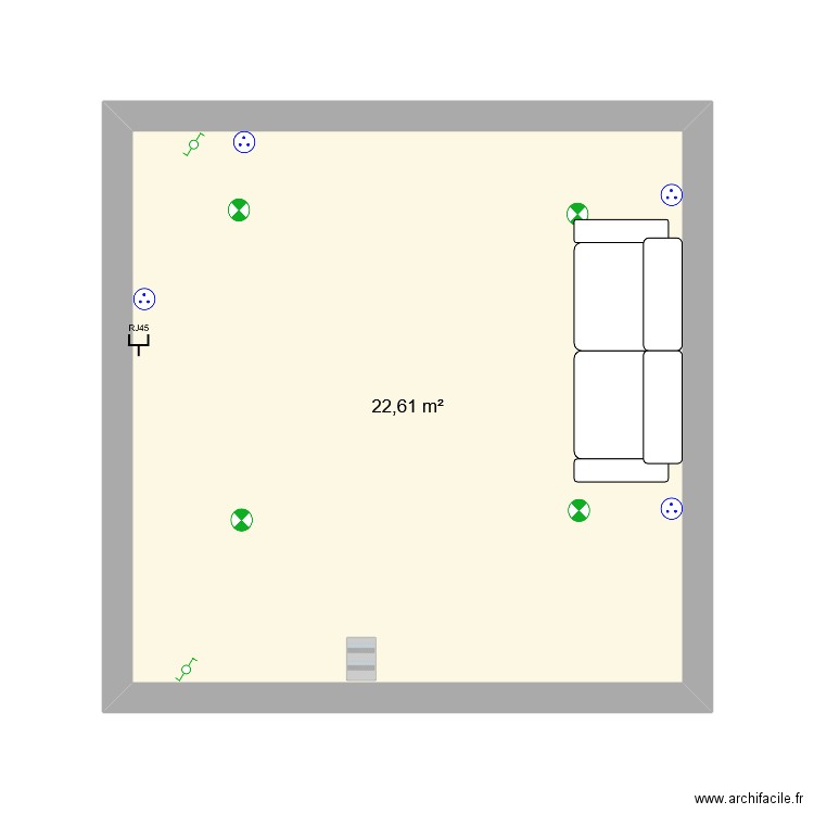 ffg. Plan de 1 pièce et 23 m2