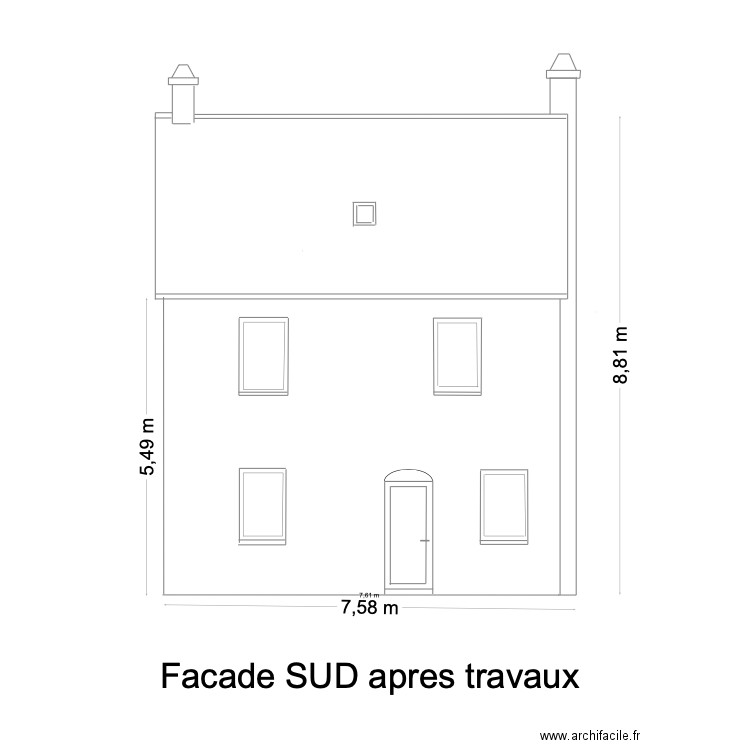 facade sud apres travaux. Plan de 0 pièce et 0 m2