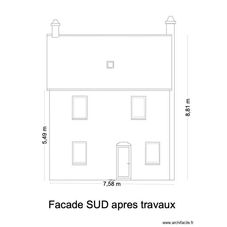 facade sud apres travaux. Plan de 
